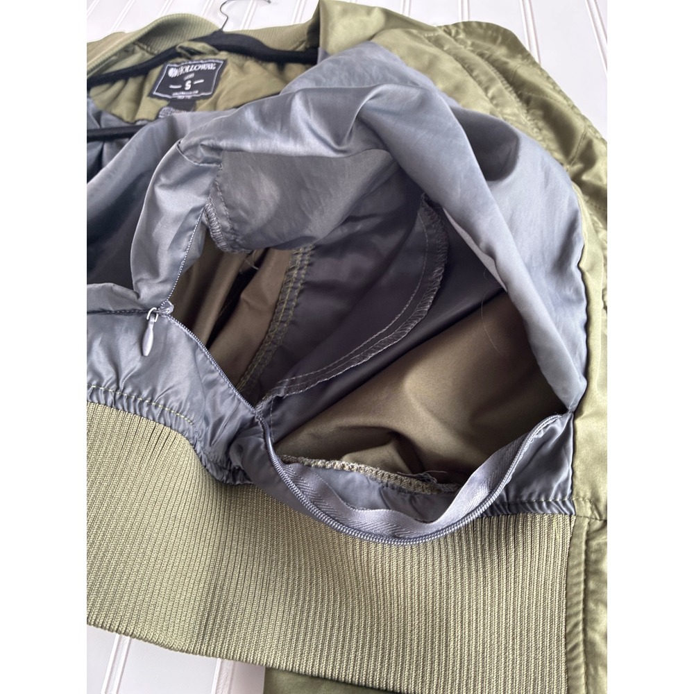 Holloway Womens Olive Green Bomber Jacket Coat Knit Hem Arm Pouch 229732 Small - Picture 10 of 16